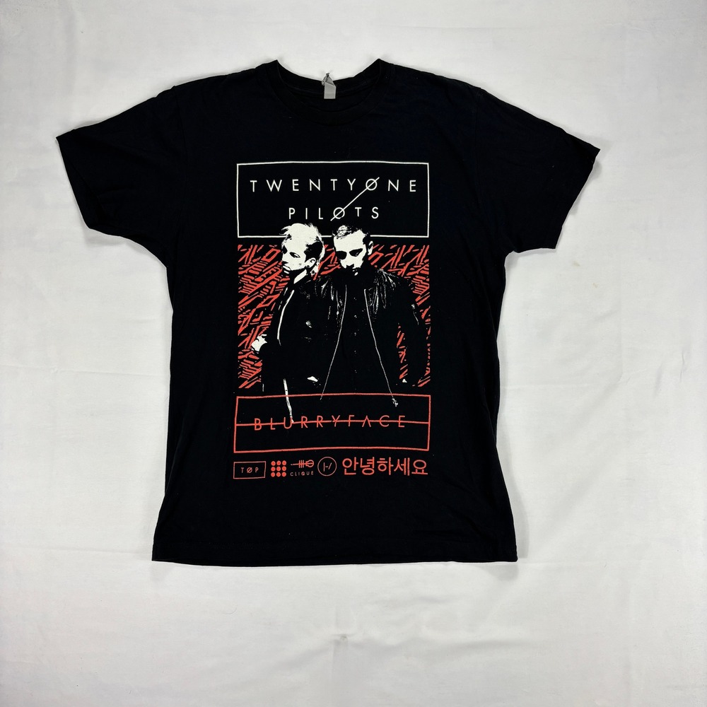 Twenty One Pilots Blurryface‎ Tour 2015 T Shirt Black Red Graphic Mens Medium